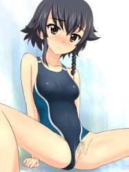 10s 1girl bad_id bad_pixiv_id blush braid breasts clothing_aside competition_swimsuit female_pubic_hair girls_und_panzer highres one-piece_swimsuit orange_eyes pepperoni_(girls_und_panzer) pubic_hair purple_hair pussy small_breasts solo spread_legs swimsuit swimsuit_aside takafumi uncensored worried rating:Explicit score:61 user:danbooru