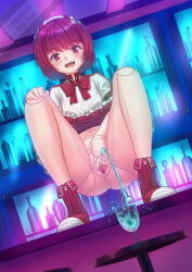  alcohol android anus artist_name bar_stool blush bow censored cyberpunk dorothy_haze glass hands_on_own_knees happy_peeing headband highres joints looking_at_viewer mir_tan navel no_panties open_mouth panties peeing peeing_in_cup pussy red_eyes red_footwear red_hair red_ribbon red_skirt ribbon robot_joints skirt smile spread_pussy squatting stool underwear va-11_hall-a  rating:Explicit score:82 user:MasterXploder