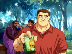  3boys bara drinking forest ie male_focus multiple_boys nature outdoors tatemasu_bears_yaoi  rating:Sensitive score:1 user:Inquisidor234