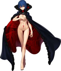  &gt;:) absurdres barefoot black_cape black_nails blue_hair breasts cape ciel_(tsukihime) closed_mouth covering_privates covering_breasts elesia evil_smile full_body fur-trimmed_cape fur_trim game_cg gluteal_fold highres looking_at_viewer medium_breasts medium_hair nail_polish naked_cape navel no_pussy nude official_art pubic_tattoo red_cape red_eyes shadow sidelocks simple_background smile smirk solo spoilers standing stomach tachi-e takeuchi_takashi tattoo thigh_gap toenails transparent_background tsukihime tsukihime_(remake) v-shaped_eyebrows vampire  rating:Questionable score:102 user:danbooru