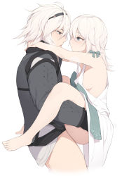  1boy 1girl after_kiss barefoot blue_eyes blush bottomless breasts brother_and_sister clothed_sex commentary dress eye_contact face-to-face from_side hair_between_eyes hetero highres incest long_hair long_sleeves looking_at_another medium_breasts nier nier_(series) nier_(brother) pepper0 saliva saliva_trail sex siblings sideboob simple_background suspended_congress upstanding_citizen white_background white_dress yonah  rating:Explicit score:552 user:danbooru