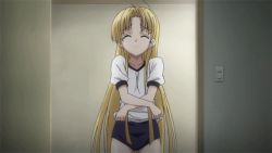 10s 1girl animated animated_gif anime_screenshot asia_argento blonde_hair bouncing_breasts breasts buruma closed_eyes female_focus gym_uniform high_school_dxd high_school_dxd_new long_hair navel nipples screencap solo underwear undressing rating:Questionable score:201 user:MyH-List