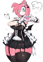  1girl amy_rose black_skirt blue_eyes bracelet breasts cleavage collar demon_wings frills furry furry_female garter_straps gloves goth_fashion headband heart heart-shaped_pupils heart_hands heart_tattoo hedgehog_ears hedgehog_girl highres jewelry large_breasts looking_at_viewer medium_hair pink_fur pink_hair quill skirt smile sonic_(series) spiked_bracelet spikes symbol-shaped_pupils tattoo thick_thighs thighhighs thighs togetoge white_gloves wide_hips wings zettai_ryouiki  rating:Sensitive score:25 user:Zbidiboui
