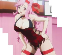 breasts celia_ootsuka cleavage fang highres large_breasts maken-ki! pink_hair screencap stitched takami_akio third-party_edit rating:Questionable score:35 user:misterjohneggman