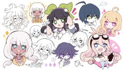  ...? 4boys 5girls :&lt; ^_^ ahoge akamatsu_kaede antenna_hair arm_belt bead_necklace beads bell belt bikini black-framed_eyewear black_gloves black_hair black_scarf blonde_hair blue_bow blue_bowtie blue_eyes blue_hair blue_shirt blunt_bangs bow bowtie bright_pupils buttons chabashira_tenko chain checkered_clothes checkered_scarf clenched_hands closed_eyes closed_mouth coat_partially_removed collar collared_jacket collared_shirt commentary_request cropped_shoulders cropped_torso danganronpa_(series) danganronpa_v3:_killing_harmony dark-skinned_female dark_skin determined eyelashes eyes_visible_through_hair fighting_stance finger_to_mouth fingerless_gloves fortissimo glasses gloves goggles goggles_on_head gokuhara_gonta green_bow green_eyes hair_between_eyes hair_bow hair_ornament hair_ribbon hair_scrunchie hairband hand_on_own_chin harukawa_maki interlocked_fingers iruma_miu jacket jewelry light_blush light_frown lineart long_sleeves looking_at_viewer low_twintails messy_hair momota_kaito multiple_boys multiple_girls musical_note musical_note_hair_ornament neck_bell necklace necktie nonokusu_(no2xnox) notice_lines oma_kokichi open_mouth orange_necktie own_hands_clasped own_hands_together pants partially_colored pink_eyes pink_shirt pink_vest pointing pointing_up purple_collar purple_eyes purple_hair purple_hairband ribbon round_eyewear saihara_shuichi sailor_collar sailor_shirt scarf scrunchie shell shell_necklace shirt shoes short_hair shout_lines simple_background smile solid_circle_eyes sparkle spiked_hair spoken_musical_note swimsuit teeth thinking thought_bubble twintails two-tone_scarf upper_teeth_only v-neck vest white_background white_belt white_bikini white_bow white_bowtie white_hair white_jacket white_pupils white_ribbon white_sailor_collar white_scarf white_shirt wide_sleeves yellow_eyes yellow_raincoat yonaga_angie 
