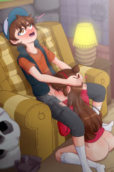  1boy 1girl absurdres ass blush bottomless brother_and_sister brown_hair child_on_child closed_eyes clothed_sex couch cum cum_in_mouth deepthroat dipper_pines drooling ejaculation el_chasconsito eyelashes fellatio gravity_falls hairband hand_on_another&#039;s_head heart highres incest indoors irrumatio kneehighs lamp leg_grab loli long_hair long_sleeves mabel_pines naked_sweater on_floor one_side_up oral orgasm red_hairband red_sweater saliva shirt shota siblings sitting socks straight_hair sweater t-shirt twins wariza white_socks  rating:Explicit score:1090 user:Sir_Cumalot