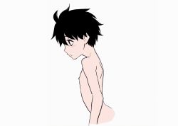  1boy animated animated_gif black_eyes black_hair blush bumps_(artist) male_focus nude short_hair simple_background smile solo white_background  rating:Questionable score:3 user:Skyrout