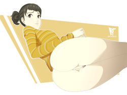  1girl ass black_hair from_behind kawakami_sadayo looking_at_viewer persona persona_5 pubic_hair pussy  rating:Explicit score:65 user:Drkipper