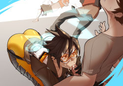  1girl 3boys :&gt;= age_difference ass aura clothes_pull cum ejaculation erection facial fellatio goggles heart heart-shaped_pupils hetero highres john_doe multiple_boys oral overwatch overwatch_1 pants pants_pull penis shota symbol-shaped_pupils tracer_(overwatch) uncensored  rating:Explicit score:325 user:dmysta3000