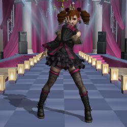 1girl 3d amy_sorel boots cross-laced_footwear drill_hair gothic_lolita jojo_no_kimyou_na_bouken lace-up_boots lolita_fashion namco parody patterned_legwear red_hair solo soul_calibur starkicker thighhighs rating:Sensitive score:24 user:twilight_jester