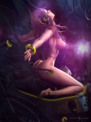  1girl breasts closed_eyes female_focus headphones highres large_breasts long_hair nude official_art pink_hair scarlet_blade sitting solo  rating:Questionable score:31 user:aush