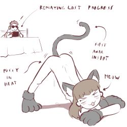  1boy 1girl anatomy_of_a_gamer_(meme) animal_ears cat_ears cat_tail child_gf_(orenji) gamer_(orenji) loli powerofsin tagme tail 