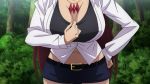 1girl animated bouncing_breasts breast_focus breasts brown_hair cleavage close-up clothes_pull hand_on_own_hip hanging_breasts head_out_of_frame highres jewelry jinno_misuzu kyochuu_rettou large_breasts long_hair necklace outdoors shirt_pull shorts smile sound tagme teasing video video rating:Questionable score:144 user:lkuroi