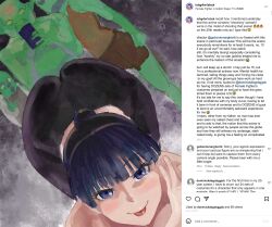  1girl 3boys :p all_fours ass blue_eyes blue_hair blush dark_blue_hair doggystyle fighter_(goblin_slayer!) goblin goblin_male half highres instagram multiple_boys naughty_face pants partially_undressed phone ponytail selfie sex_from_behind sexually_suggestive smile suggestive tight_clothes tight_pants tongue tongue_out top-down_bottom-up topless v  rating:Questionable score:33 user:lishengmin9043