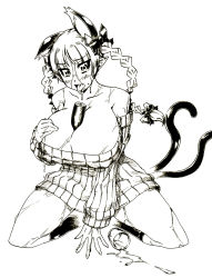  1girl animal_ears braid breasts cat_ears cat_tail cleavage huge_breasts kaenbyou_rin ribbed_sweater sentarou solo sweater tail touhou twin_braids  rating:Questionable score:11 user:account999