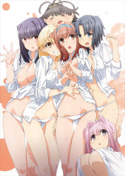  6+girls breasts large_breasts mamezuka_takashi multiple_girls no_bra oda_raika papa_no_iu_koto_wo_kikinasai! shirt takanashi_hina takanashi_miu takanashi_sora takanashi_yuri 