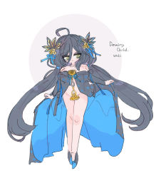 bare_shoulders bari_(destiny_child) black_hair breasts can_fan chibi destiny_child hair_ornament large_breasts long_hair low_twintails no_panties twintails rating:Explicit score:6 user:haufel