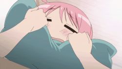  1girl animated animated_gif nonohara_yuzuko pillow pink_hair yuyushiki  rating:Sensitive score:5 user:Suffoco