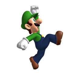 1boy absurdres facial_hair gloves hat highres jumping luigi male_focus mario_(series) mustache nintendo official_art shoes solo super_mario_bros._1 suspenders white_background rating:Sensitive score:1 user:spiderfan