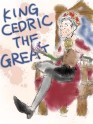  1boy black_legwear cedric_(disney) cedric_(sofia_the_first) crossed_legs crown cup drinking_glass grin king multicolored_hair old old_man pointy_nose sitting sketch smile sofia_the_first throne two-tone_hair wine_glass  rating:Sensitive score:1 user:Cruisinginthe80s