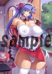  breasts cameltoe cleft_of_venus covered_erect_nipples huge_breasts large_breasts maid micro_panties mogudan panties puffy_nipples smile thick_thighs thighs underwear upskirt watermark  rating:Questionable score:71 user:ashes11