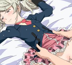 1girl bed blush censored clothed_sex elize_lutus lying missionary oekaki on_back penis pussy sex short_hair short_twintails grey_eyes silver_hair solo_focus spread_legs tales_of_(series) tales_of_xillia tales_of_xillia_2 tomu_(tomubobu) twintails vaginal rating:Explicit score:113 user:sytalidis
