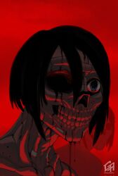  2girls android blood blood_from_mouth blood_on_face bloody_tears bob_cut corrupted_file corrupted_twitter_file cyberpunk gretarting highres horror_(theme) missing_eye missing_nose multiple_girls red_theme science_fiction signalis skull teeth zombie 