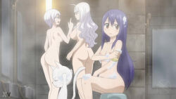  3girls ass back backboob bare_back bare_shoulders blue_hair breasts brown_eyes cat charle_(fairy_tail) completely_nude fairy_tail large_breasts lisanna_strauss long_hair mirajane_strauss multiple_girls nipples nude nude_filter onsen screencap short_hair siblings sideboob sisters small_breasts tagme third-party_edit very_long_hair wendy_marvell white_hair 