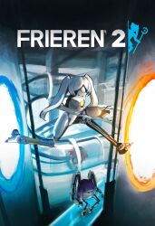 :3 =_= absurdres aperture_science_handheld_portal_device aperture_science_weighted_companion_cube atlas_(portal) blunt_bangs box_art commentary cosplay english_commentary fake_box_art fern_(sousou_no_frieren) fern_(sousou_no_frieren)_(cosplay) frieren frieren_(cosplay) highres no_humans non-humanoid_robot p-body paper parody parted_bangs portal portal_(series) portal_2 purple_hair red_hair robot sousou_no_frieren stark_(sousou_no_frieren) stark_(sousou_no_frieren)_(cosplay) tape twintails victear white_hair