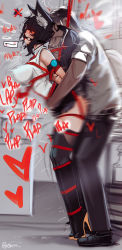 1boy 1girl absurdres ahri_(league_of_legends) animal_ear_fluff animal_ears arms_behind_back ball_gag bdsm black_footwear black_hair black_thighhighs bondage boots bound bound_arms bound_legs box_tie breasts clothed_sex commentary commentary_request ehrrr english_commentary faceless faceless_male fox_ears fox_girl from_side full_body gag gagged heart hetero high_heel_boots high_heels highres indoors knee_boots large_breasts league_of_legends long_hair motion_blur office_lady plap rope saliva sex sex_from_behind shibari shirt sleeveless sleeveless_shirt standing standing_sex thighhighs twitter_username white_shirt rating:Explicit score:211 user:danbooru