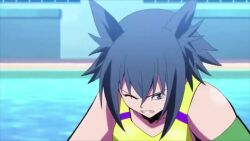 10s 2girls animated anime_screenshot ass blue_hair competition_swimsuit hip_attack huge_ass keijo!!!!!!!! miyata_sayaka multiple_girls one-piece_swimsuit rokudo_rin screencap sound swimsuit tagme video water white_hair