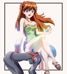 2girls all_fours ass ayanami_rei bare_legs bare_shoulders bench blue_eyes blue_hair burger can crossed_legs domination drink_can evangelion:_3.0_you_can_(not)_redo femdom hair_ornament happy human_chair human_furniture humiliation long_hair looking_at_viewer multiple_girls neon_genesis_evangelion obedient objectification open-toe_shoes open_mouth orange_hair plugsuit rebuild_of_evangelion sad sandals short_hair short_shorts shorts sitting sitting_on_back sitting_on_person smile smug soda soda_can souryuu_asuka_langley submission tank_top toes tsundere wavy_hair  rating:General score:17 user:ubertsunder