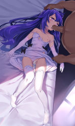 1boy 1girl aftersex ahoge arm_grab azur_lane bare_shoulders bed blush breasts clothing_aside cum cum_in_mouth cum_in_pussy dress fat fat_man feet fellatio gloves hand_on_another&#039;s_head hetero indoors irrumatio loli long_hair lying nipples no_shoes on_back on_bed one_breast_out oral panties panties_aside penis purple_eyes purple_hair small_breasts tears thighhighs torn_clothes torn_dress uncensored underwear unicorn_(azur_lane) valueless0000 white_thighhighs rating:Explicit score:236 user:danbooru