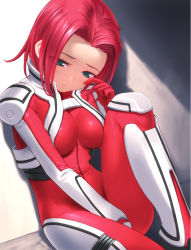 00s 1girl blue_eyes bodysuit breasts code_geass kouzuki_kallen large_breasts leg_up legs red_bodysuit red_hair shiny_clothes skin_tight solo spandex tears thighs uni_(plastic_girl) rating:Questionable score:13 user:Anonymous