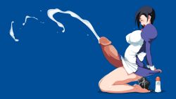 1futa anal anal_object_insertion apron apron_lift barefoot black_hair blue_background blush bow breasts butt_plug closed_eyes clothes_lift cum dildo drawfag dress dress_lift ejaculating_while_penetrated ejaculation futaba_channel futanari handsfree_ejaculation highres huge_breasts huge_penis impossible_clothes impossible_dress juliet_sleeves kneeling large_insertion lifting_own_clothes long_sleeves lube maid maid_apron necktie nijiura_maids object_insertion open_mouth penis projectile_cum puffy_sleeves red_necktie sex_toy shadow short_hair shugoi-san shugoi_(nijiura_maids) simple_background solo sweat teeth thick_thighs thighs tongue uncensored wallpaper