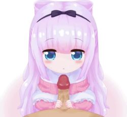  1boy 1girl animated blue_eyes blush clothed_female_nude_male clothed_sex cum cum_in_mouth cumdrip dot_nose ejaculation erection fellatio hetero kanna_kamui kobayashi-san_chi_no_maidragon loli looking_at_viewer nude oldb oral penis penis_grab pov pov_crotch solo_focus uncensored upper_body veins veiny_penis video  rating:Explicit score:352 user:Diamond7