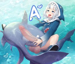  1futa 1other ahegao animal_print bestiality blue_eyes blush english_text fins fish_tail futa_with_other futanari gawr_gura gawr_gura_ch. heart highres hololive hololive_english hood hoodie huge_penis huge_testicles loli penis shark sharp_teeth shoes sinensian tail teeth testicles uncensored virtual_youtuber water white_hair  rating:Explicit score:335 user:anonymous__dude