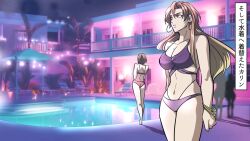  2girls breasts cleavage human_bug_daigaku karin large_breasts multiple_girls poolside two-piece_swimsuit 