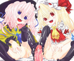 1boy 2girls blonde_hair blue_eyes censored cooperative_footjob cum feet flandre_scarlet footjob hat highres komeiji_koishi loli multiple_girls open_mouth peeing penis pink_hair pussy red_eyes spread_pussy tagme thighhighs tm_(gf-tm) toes touhou rating:Explicit score:40 user:Hotsnpicy91