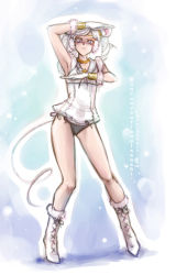  1990s_(style) animal_ears armpits bishoujo_senshi_sailor_moon bishoujo_senshi_sailor_moon_sailor_stars boots bracelet gloves grey_eyes jewelry mouse_ears mouse_tail sailor_iron_mouse standing tail twintails white_hair  rating:Sensitive score:8 user:Nithavela