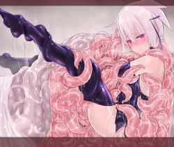  bodysuit consensual_tentacles elbow_gloves gloves original skin_tight slime_(substance) tentacles tentacles_under_clothes thighhighs uni96_(uknee96)  rating:Explicit score:62 user:danbooru