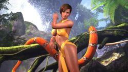1girl 3d breasts brown_hair dark_skin dead_or_alive dead_or_alive_5 large_breasts lisa_hamilton nature official_art scenery short_hair snake tecmo underboob rating:Questionable score:20 user:jojosstand