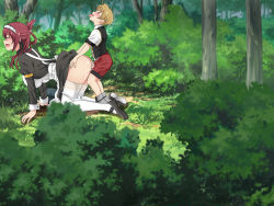  1boy 1girl age_difference blonde_hair clothed_sex curvy glasses happy_sex hetero highres lillia_greyrat long_hair maid maid_headdress mature_female mushoku_tensei nature outstretched_arms public_indecency red_hair rudeus_greyrat sex short_hair shota tree upside_down_(gian2)  rating:Explicit score:299 user:Archer95