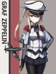  10s 1girl aircraft airplane bf_109 black_pantyhose blonde_hair breasts brown_gloves capelet celtic_knot character_name cowboy_shot cross female_focus gloves graf_zeppelin_(kancolle) grey_eyes hair_between_eyes hand_on_own_hip hat highres impossible_clothes jacket kantai_collection large_breasts light_smile looking_at_viewer military military_uniform miniskirt necktie pale_skin pantyhose peaked_cap remodel_(kantai_collection) sidelocks skirt smile solo twintails uniform yakob_labo  rating:Sensitive score:4 user:danbooru