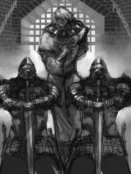  3boys armor helmet homex medieval multiple_boys sword weapon wolfram_(wolfsmund) wolfsmund 