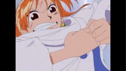  animated animated_gif breasts jewelry large_breasts legs lots_of_jewelry nami_(one_piece) one_piece orange_hair torn_clothes  rating:Questionable score:47 user:laughingfood