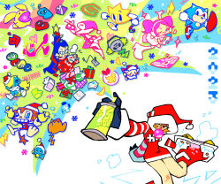  &gt;_&lt; 1other 2023 4boys 4girls amigo arms_behind_head banana bayonetta bayonetta_(series) bell black_gloves blonde_hair blue_eyes blue_skin boots blowing_bubbles candy candy_cane carbuncle_(puyopuyo) cd chao_(sonic) character_request check_character check_copyright chewing_gum christmas chu_chu_rocket chubei closed_eyes colored_skin company_connection copyright_name copyright_request crossover cup dreamcast_controller dress earrings elbow_gloves food fruit game_console gift glasses gloves gum_(jsr) hair_ornament hair_over_one_eye hair_ribbon handbell hat headset heart highres holding holding_bell holding_candy holding_candy_cane holding_cup holding_food house_of_the_dead itsmung jester_cap jet_set_radio jewelry kapu_kapu knee_boots long_sleeves loving_deads:_the_house_of_the_dead_ex monkey morolian multiple_boys multiple_girls nights_(character) nights_into_dreams one_eye_closed orange_hair pink_hair puyopuyo red_dress red_footwear red_lips red_nose red_ribbon ribbon ristar ristar_the_shooting_star roller_skates samba_de_amigo santa_hat sega sega_dreamcast skates sketchynomicon skirt smile snowflakes sonic_(series) sonic_the_hedgehog sonic_the_hedgehog_(classic) space_channel_5 spiral spray_can star_(symbol) star_hair_ornament striped_sleeves sweater turtleneck turtleneck_sweater twintails ulala white_footwear white_gloves white_skirt zobiko zombie 