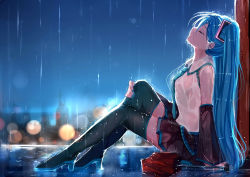  cropped hatsune_miku highres rain umbrella wonumeral  rating:Sensitive score:13 user:kehai