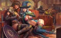 blue_lips breasts cleavage console facepaint fantasy hat high_heels molybdenumgp03 orc playing_games shield tagme tavern thighhighs wand witch witch_hat zettai_ryouiki rating:Sensitive score:107 user:brunestud