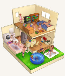  5girls 6+boys abubu ass backpack bag barefoot bathroom bathtub bedroom blonde_hair blue_male_swimwear blue_one-piece_swimsuit blue_swim_trunks book bookshelf brown_hair butt_crack chair child_on_child clothes_dryer controller couch desk diorama eating faucet fellatio flat_chest following food game_console game_controller glasses grass hetero highres holding holding_another&#039;s_wrist holding_clothes holding_hands holding_panties holding_underwear hose house isometric kitchen laundry loli long_hair looking_at_another lying male_school_swimsuit male_swimwear male_swimwear_pull mario_(series) mario_kart miniskirt missionary multiple_boys multiple_girls nintendo nipples on_back on_bed on_floor one-piece_swimsuit one-piece_tan oral original panties partially_submerged pee peeing penis pink_panties pink_shirt playing_games pool popsicle randoseru randoseru_removed red_hair refrigerator school_swimsuit sex shirt short_hair shorts_tan shota sink sitting skirt small_penis smile striped_clothes striped_panties sumo super_famicom swim_trunks swim_trunks_pull swimsuit tan tank_top tanline television twintails underwear unworn_clothes unworn_panties voyeurism wading_pool wariza washing_machine water window wrestling x-ray zenra  rating:Explicit score:580 user:danbooru